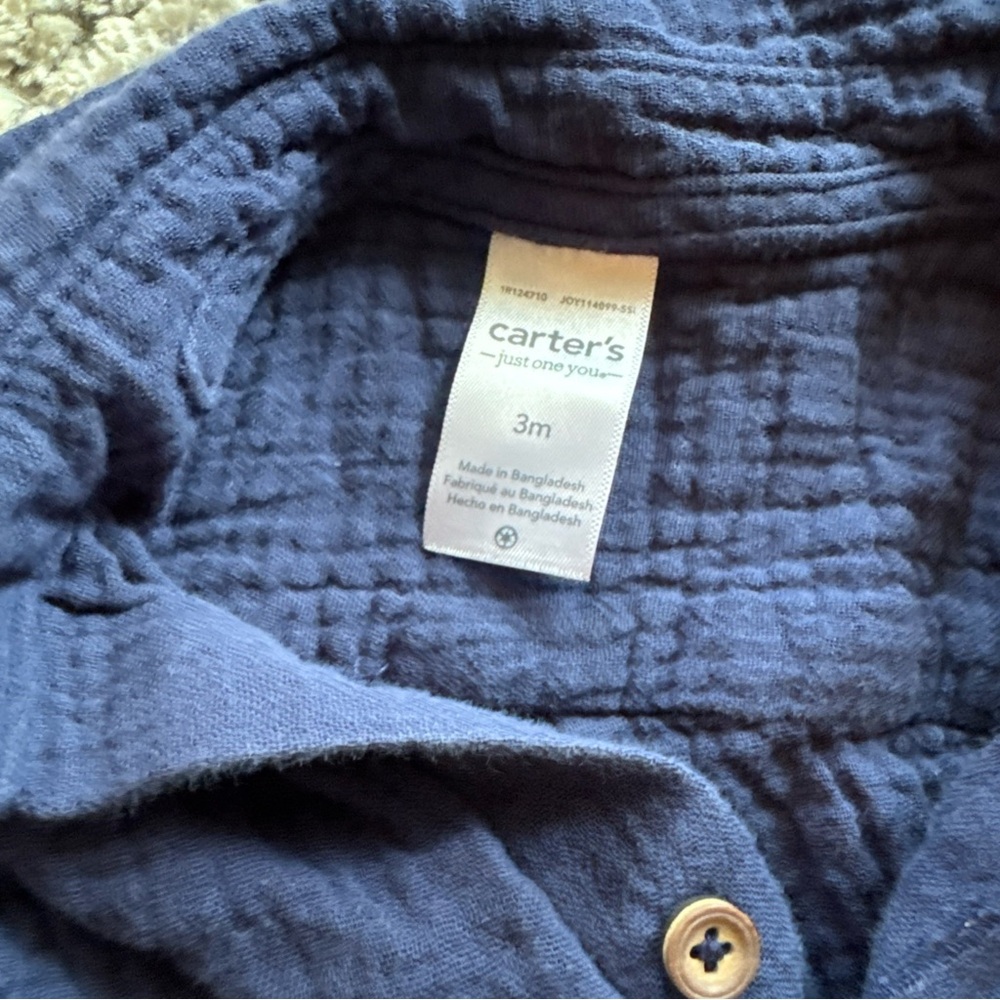 Baby Boy CARTER’S navy Blue 2 Piece S/S Polo Shirt Short Outfit Set Sz 3 Month - Picture 4 of 6